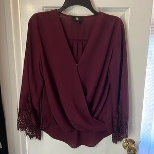Long sleeve burgundy blouse